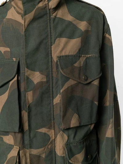 Shop Burberry Camouflage Field Jacket - Green