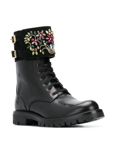 Shop René Caovilla Combat Boots - Black