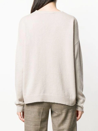 Shop Max Mara Knitted Logo Sweater - Neutrals In Nude & Neutrals