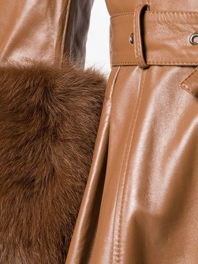 Shop Saks Potts Foxy Leather Coat In Walnut