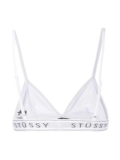 Shop Stussy Logo Band Triangle Bra - White