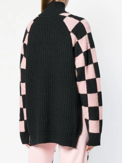 Shop Versus Checkered Roll-neck Sweater - Black