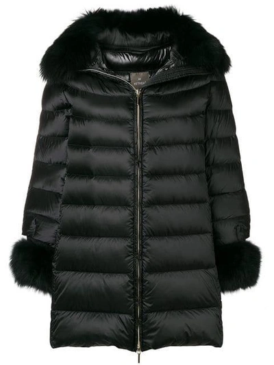 Shop Hetregò Fur Trimmed Coat - Black