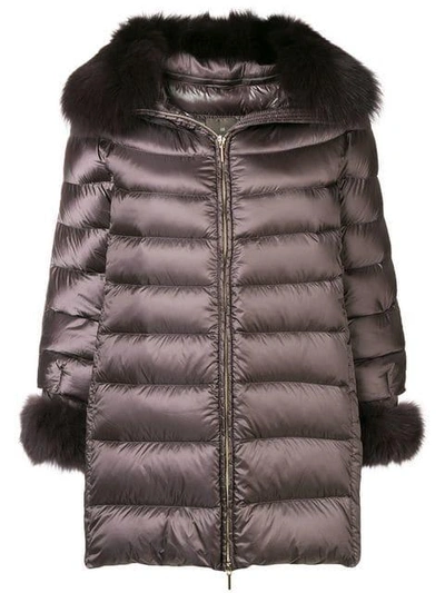 Shop Hetregò Fur-trimmed Down Coat - Grey