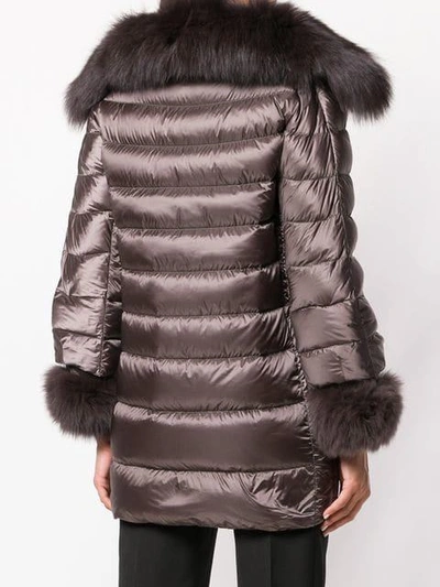 Shop Hetregò Fur-trimmed Down Coat - Grey