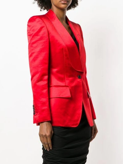 Shop Tom Ford Stitching Detail Blazer In Red