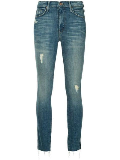 Shop Mother Skinny Distressed Jeans - Blue