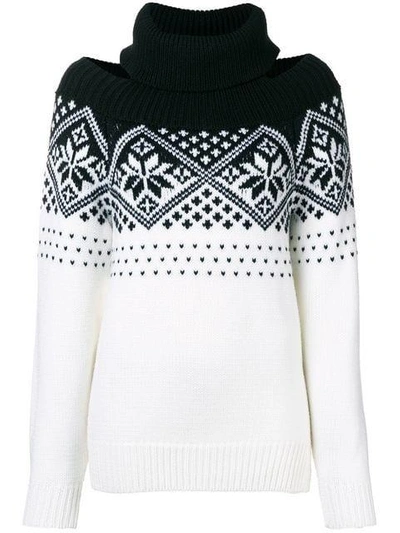 cold shoulder snowflake sweater