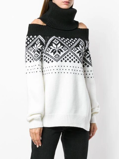 cold shoulder snowflake sweater