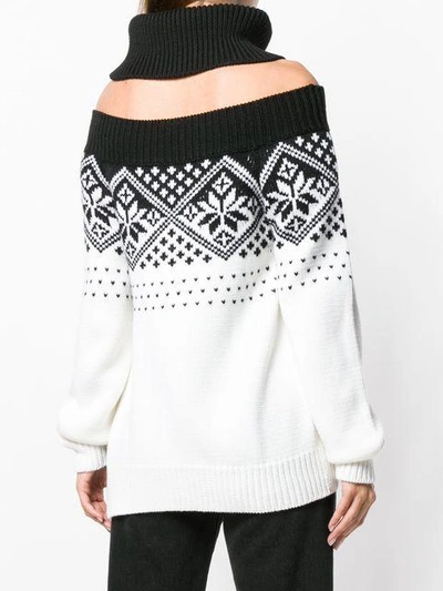 cold shoulder snowflake sweater