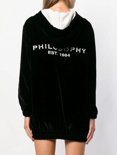 Shop Philosophy Di Lorenzo Serafini Short Hooded Dress In Black