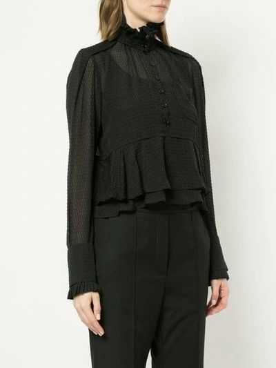 Shop Carven Frilled Loose Blouse In Black