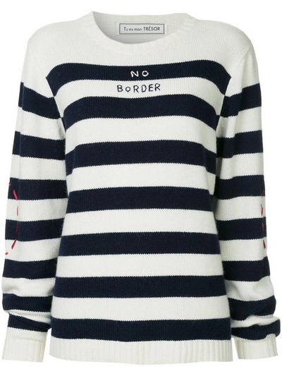 Shop Tu Es Mon Tresor Tu Es Mon Trésor Striped Sweater - White