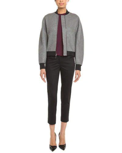 Shop Balenciaga Grey & Black Reversible Wool Blend Bomber Jacket