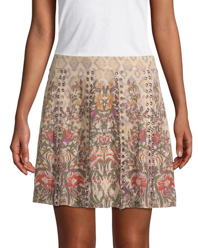 Shop Haute Hippie Grommet Floral Skirt In Nocolor