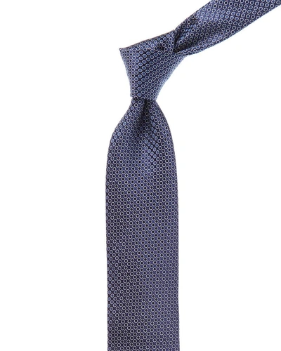 Shop Canali Dark Blue Circle Silk Tie