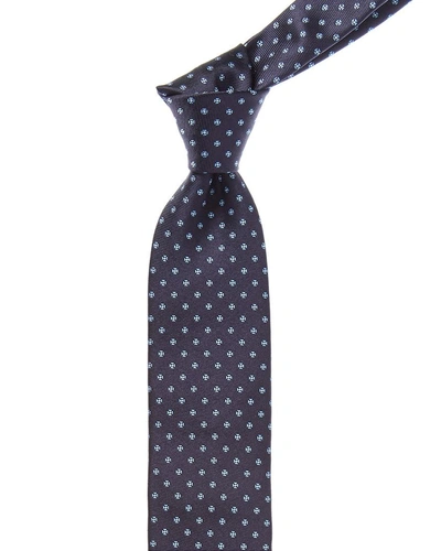 Shop Canali Blue Abstract Silk Tie