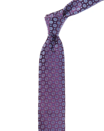 Shop Canali Purple And Blue Circle Silk Tie