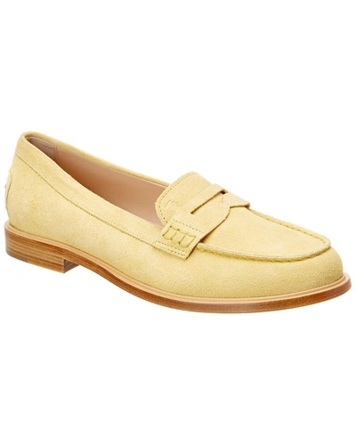 Shop Tod's Suede Loafer In Yellow