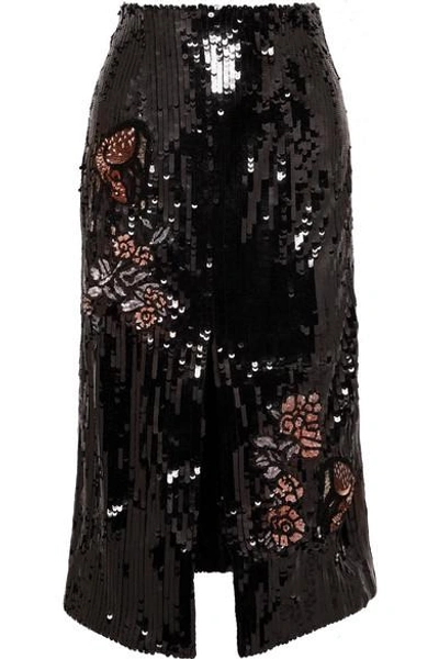 Shop Markus Lupfer Charlie Sequined Tulle Midi Skirt In Black