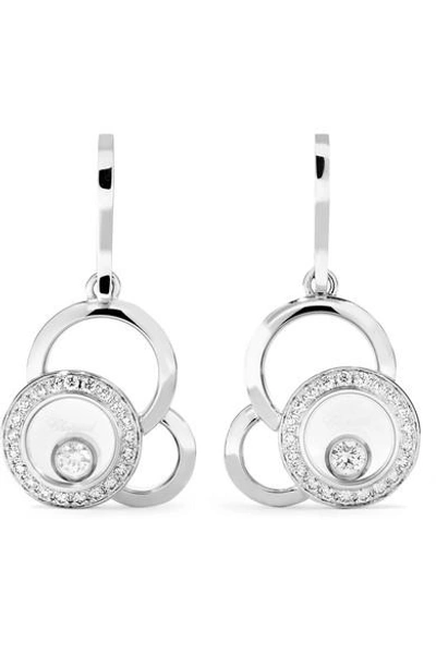 Shop Chopard Happy Dreams 18-karat Rose Gold Diamond Earrings In White Gold