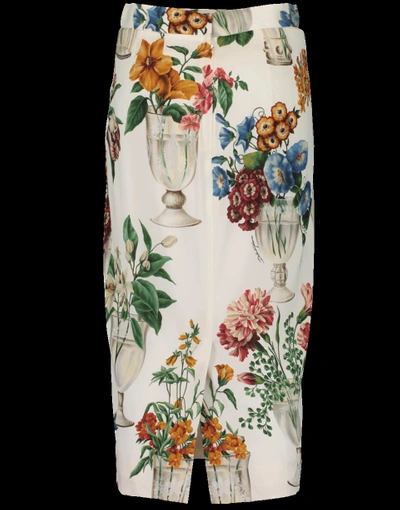 Shop Dolce & Gabbana Flowers And Vases Print Pencil Skirt In Bicchier