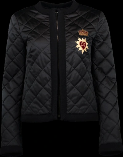 Shop Dolce & Gabbana Quilted Satin Cropped Jacket In Black