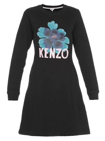 Shop Kenzo Cotton Dress In Black