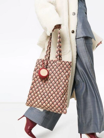 Shop Fendi Red Help Bag Charm With Foldaway Tote
