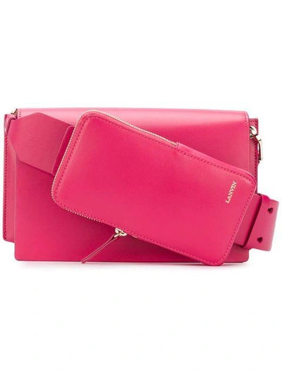 Shop Lanvin Logo Embossed Crossbody Bag In Pink