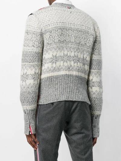 Shop Thom Browne Winter Fair Isle Tweed V In Grey
