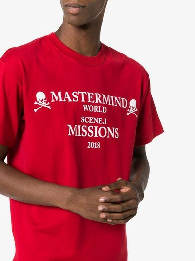 Shop Mastermind Japan Missions Logo Cotton T-shirt - Red