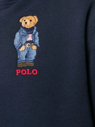 Shop Polo Ralph Lauren Kapuzenjacke Mit Teddybären-stickerei In Blue