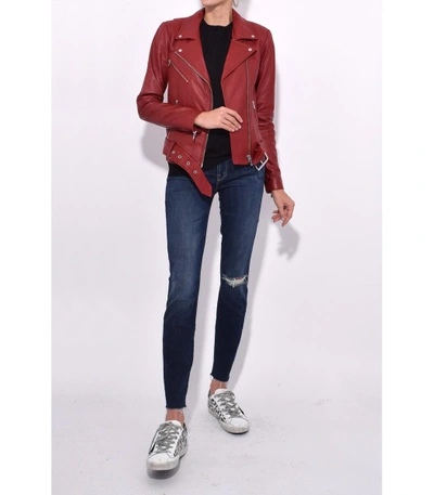 Shop Veda Jayne Smooth Leather Jacket In Crimson