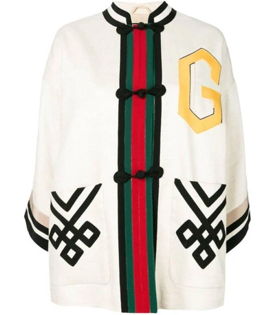 Shop Gucci Caban-kimono Jacket In White Multi