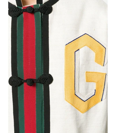 Shop Gucci Caban-kimono Jacket In White Multi