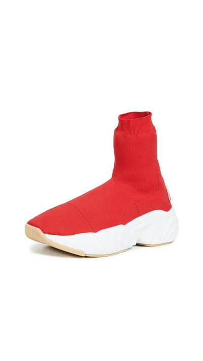 Shop Acne Studios Tall Sock Sneakers In Red/red