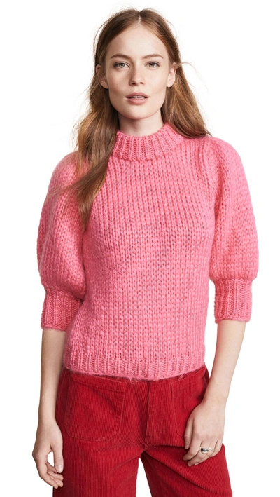 Shop Ganni Julliard Sweater In Hot Pink