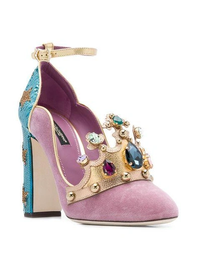 Shop Dolce & Gabbana Crown Front Pumps In Pink