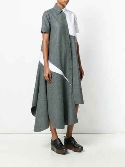 Shop Thom Browne Flannel Shirt Dress In Grey