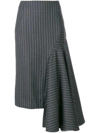 Shop Thom Browne Draped Chalk Stripe Skirt - Grey