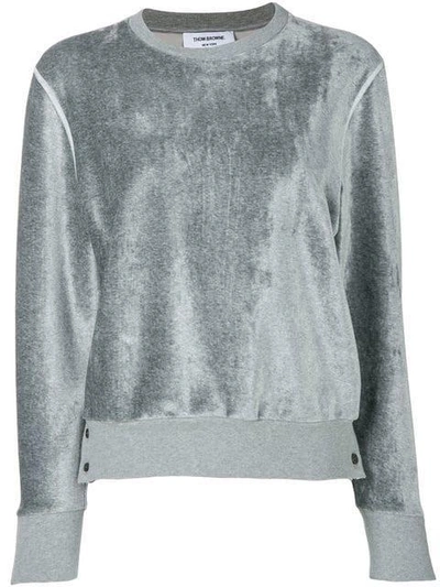 Shop Thom Browne Relaxed Fit Velvet Crewneck Pullover - Metallic