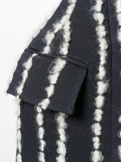 Shop Thom Browne Banker Stripe Chunky Yarn Overcoat - Blue