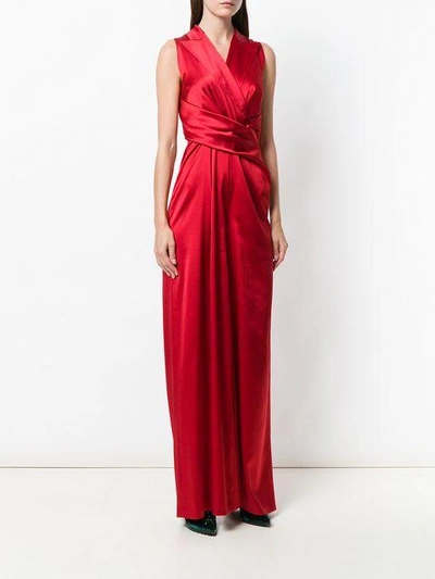 Shop Talbot Runhof Classic Draped Jumpsuit In 360 (torero)