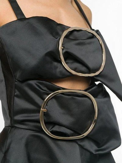 Shop Nina Ricci Buckled Fit And Flare Midi Dress - Black