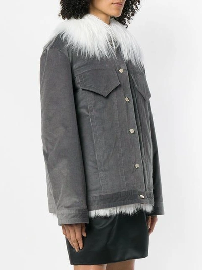 Shop Nina Ricci Contrast Collar Cord Jacket - Grey