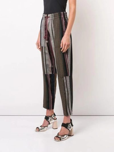 Shop Apiece Apart Stripe Print Trousers - Multicolour