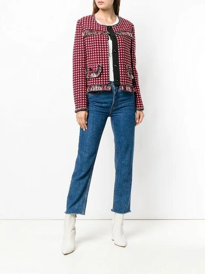 Shop Boutique Moschino Regular Fit Tweed Jacket In Red