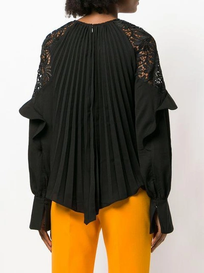 Shop Self-portrait Pleated Blouse - Black