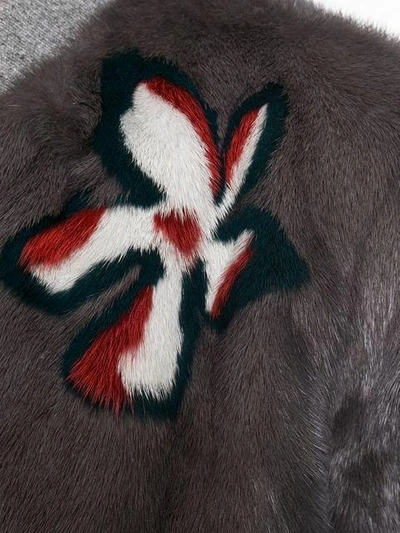 Shop Liska Fur Bomber Jacket - Grey